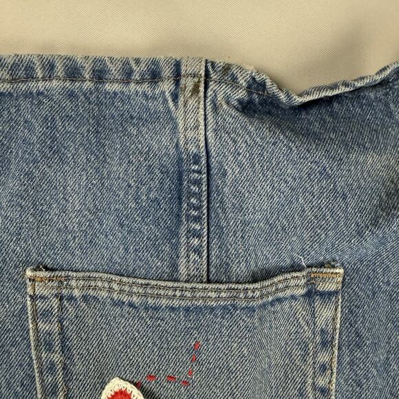 Handmade Upcycled Denim Bib Apron OS Cottagecore Country DIY Artsy Mixed Media - Picture 4 of 14